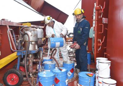 Bulk Carrier — Cargo Holds Cleaning at Anchorage — project photo