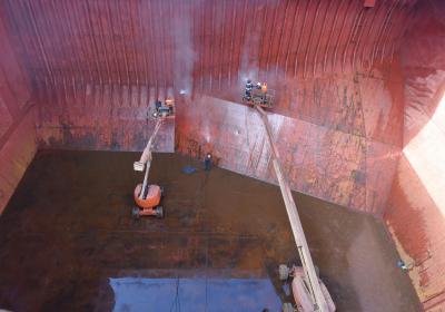 Bulk Carrier — Cargo Holds Cleaning at Anchorage — project photo