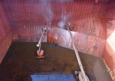 Bulk Carrier — Cargo Holds Cleaning at Anchorage — project photo